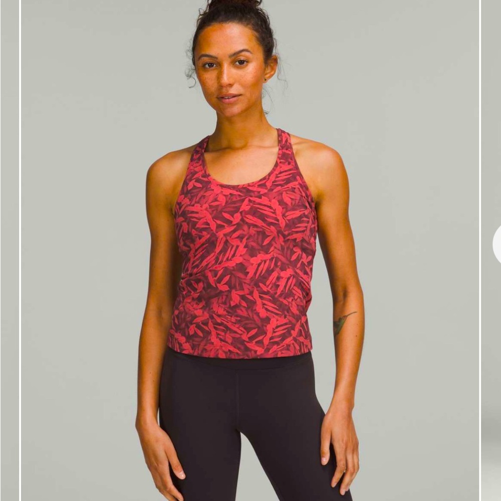 Lululemon Cool Racerback Short Tank Top, Spray Leaf Fireside Red Multi | Size 8